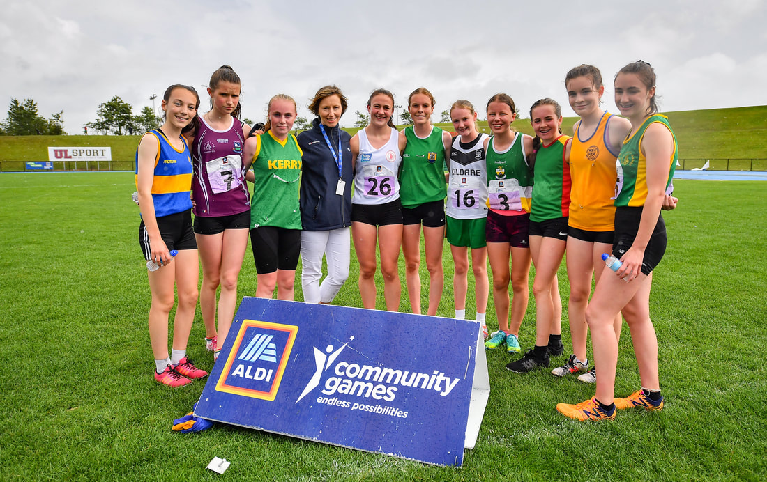 Olympian Olive Loughnane with some Aldi Community Games Athletes in 2019 in University of Limerick